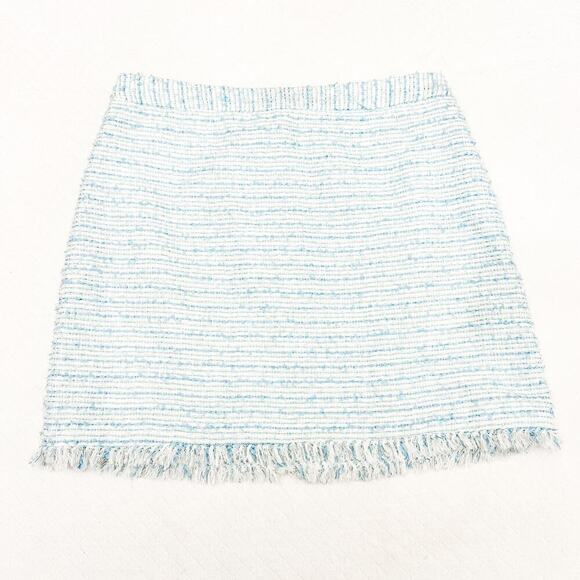 Alice + Olivia Tweed Wool Patterned Mini Skirt Blue Size M/L - Picture 1 of 8